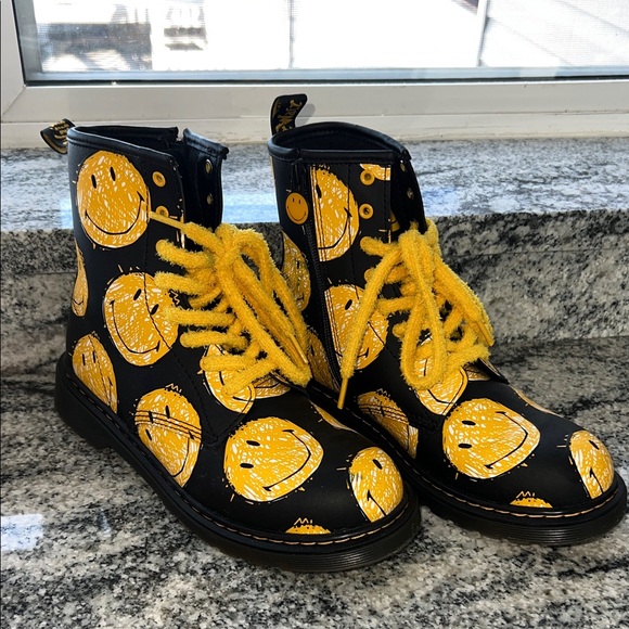 Dr. Martens Shoes - Dr. Martens Smiley Face Black Boots